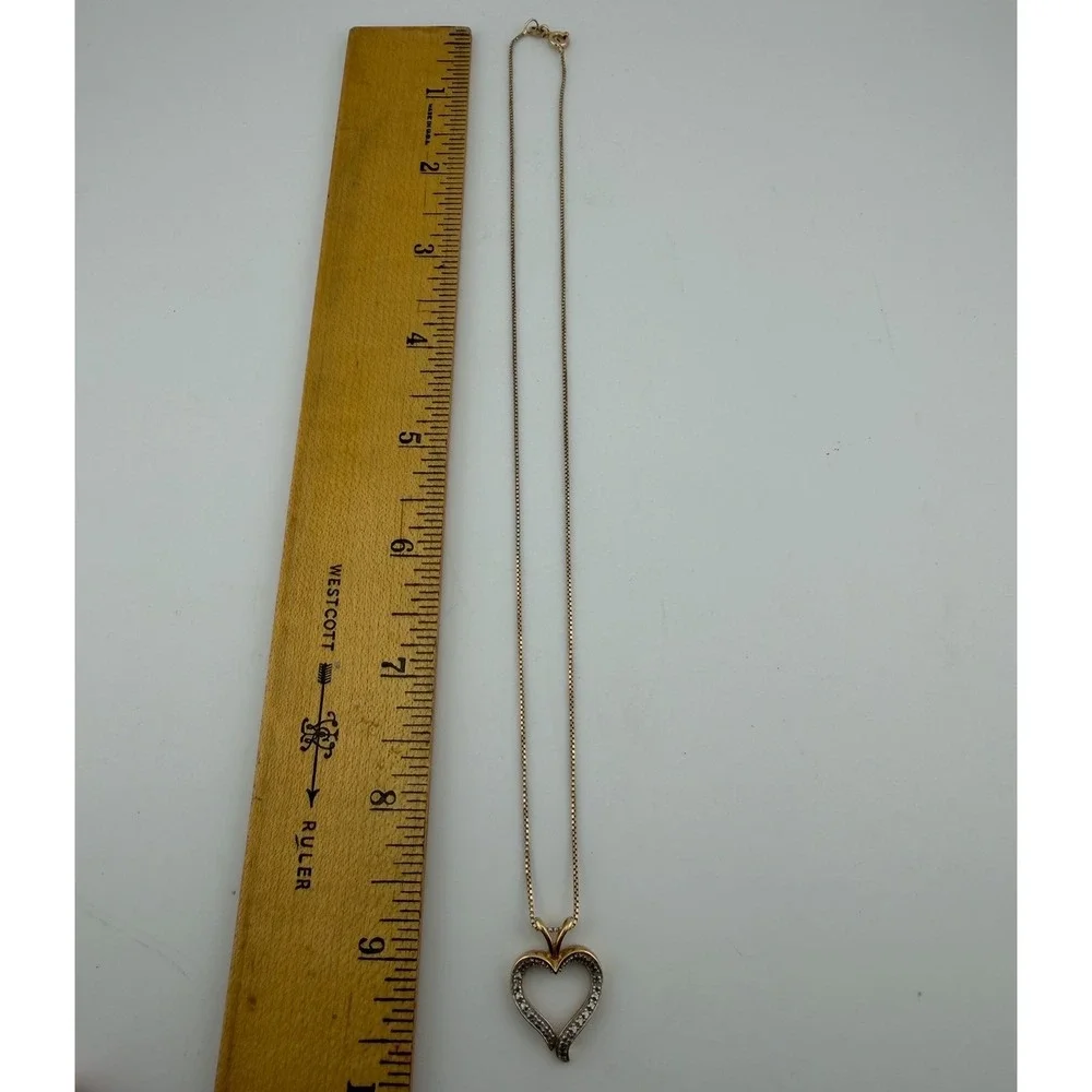 Vintage Open Heart Pendant Necklace Gold Tone Marked 925 Sterling Silver